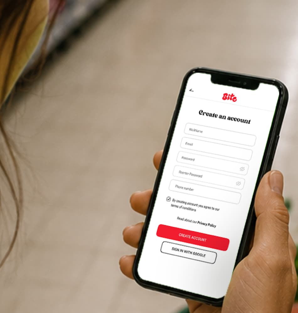 Bite Mobile App UI Mockup