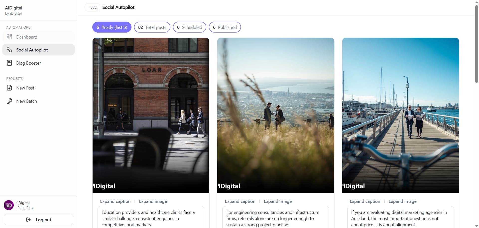 Invisible automated content marketing system dashboard preview